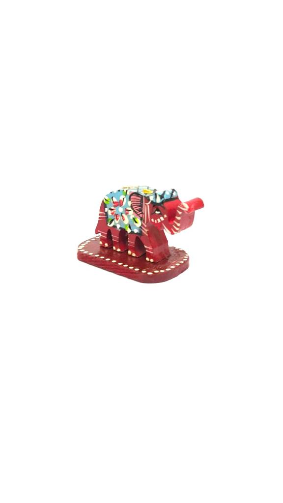 Elephant Incense Stick Holder Wooden Hand Painted Gifting Art By Tamrapatra