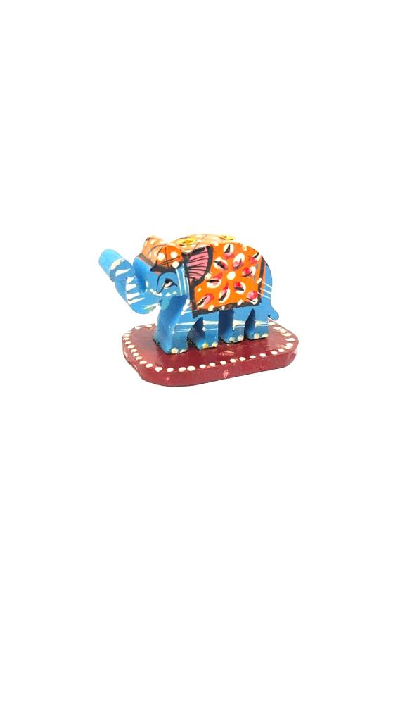 Elephant Incense Stick Holder Wooden Hand Painted Gifting Art By Tamrapatra