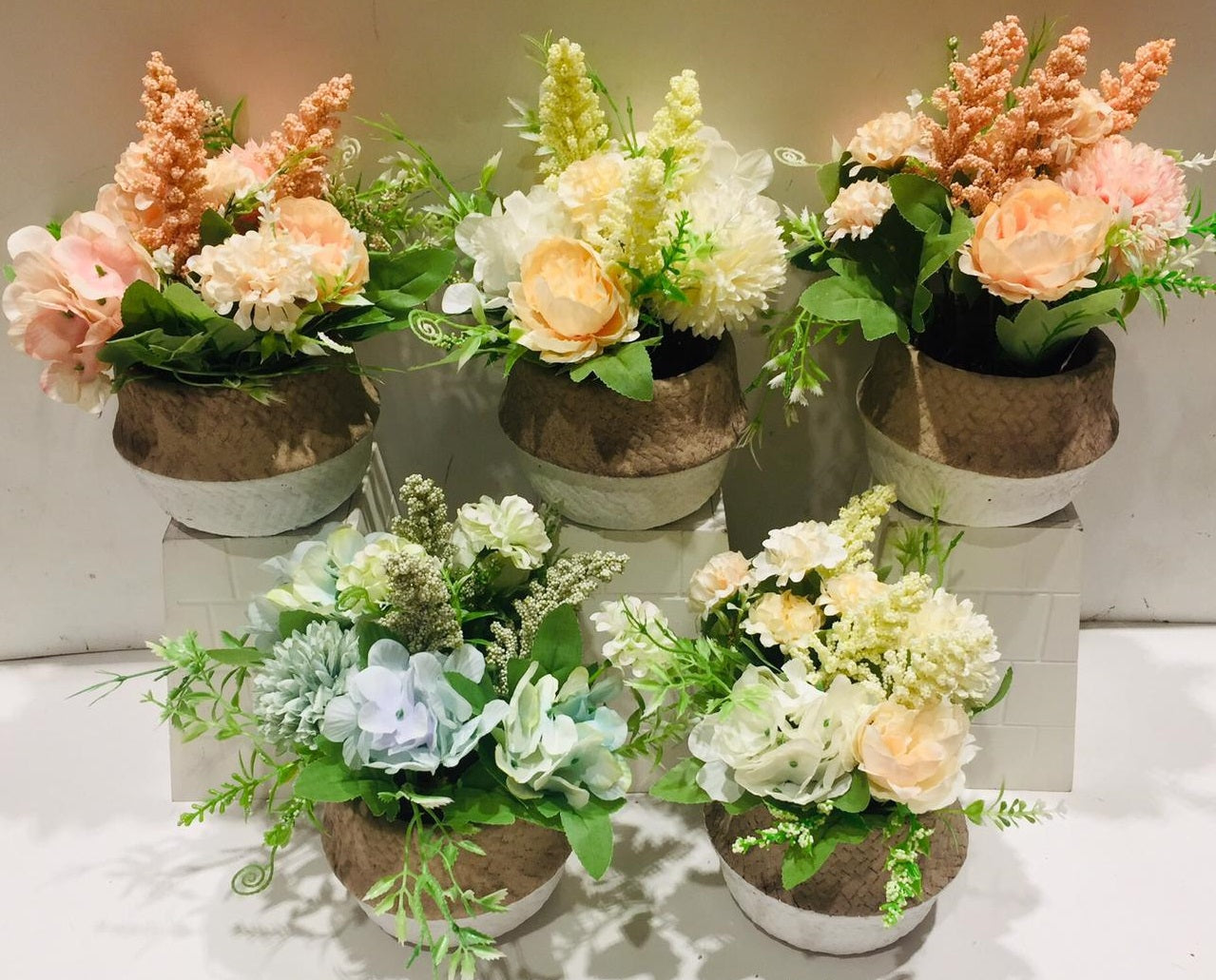 Flower Plants Arrangement In Jute Finished Pot Indoor Décor Garden Tamrapatra