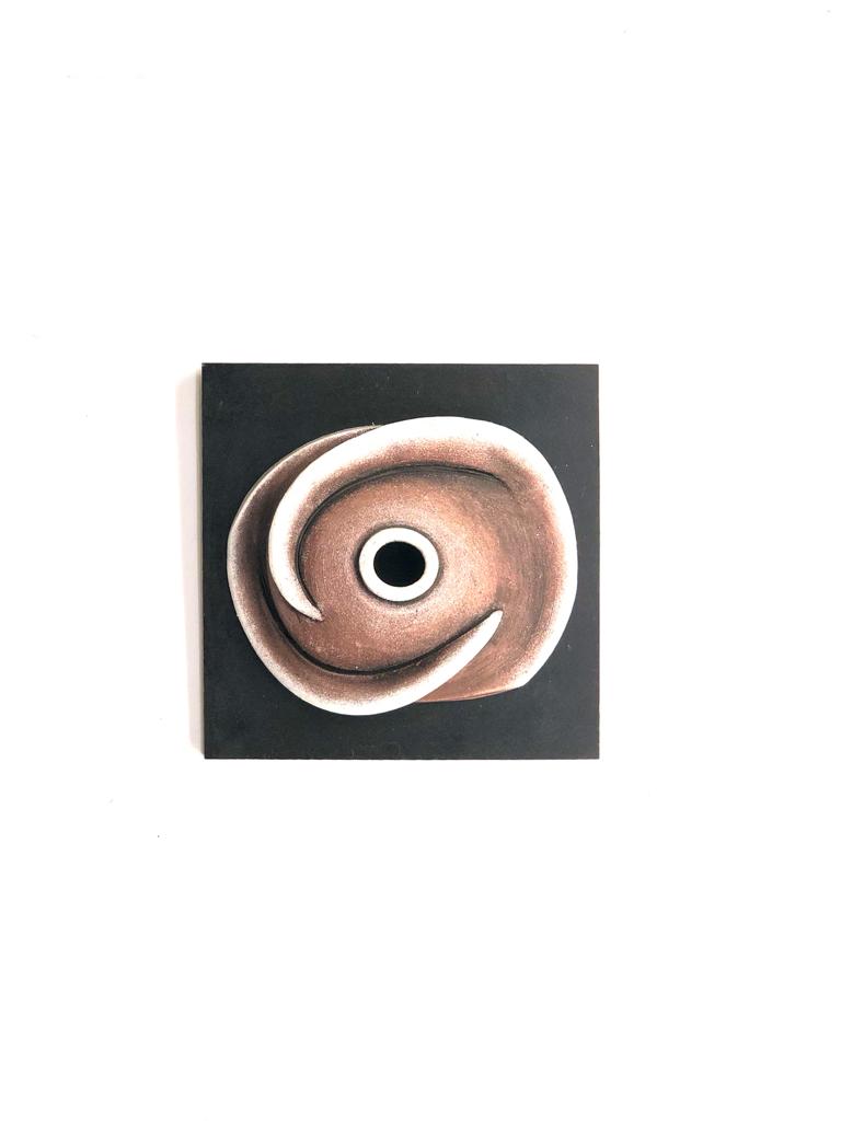 Indian Red Hand Painted Designer Pots On MDF Wall Hangings Set Of 4 Tamrapatra