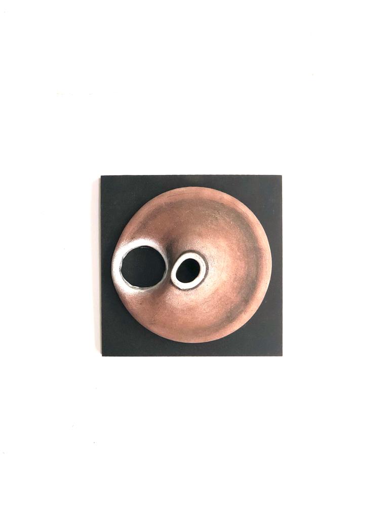 Indian Red Hand Painted Designer Pots On MDF Wall Hangings Set Of 4 Tamrapatra