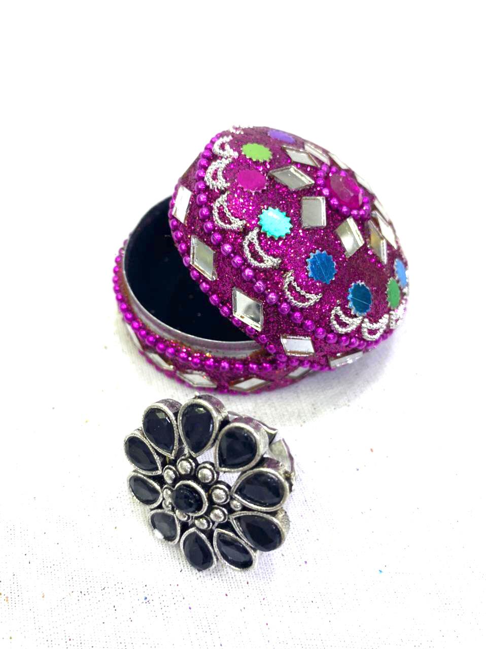 Jewelry Box Mirror & Kundan Art Handcrafted Storage Gifts Occasion Tamrapatra