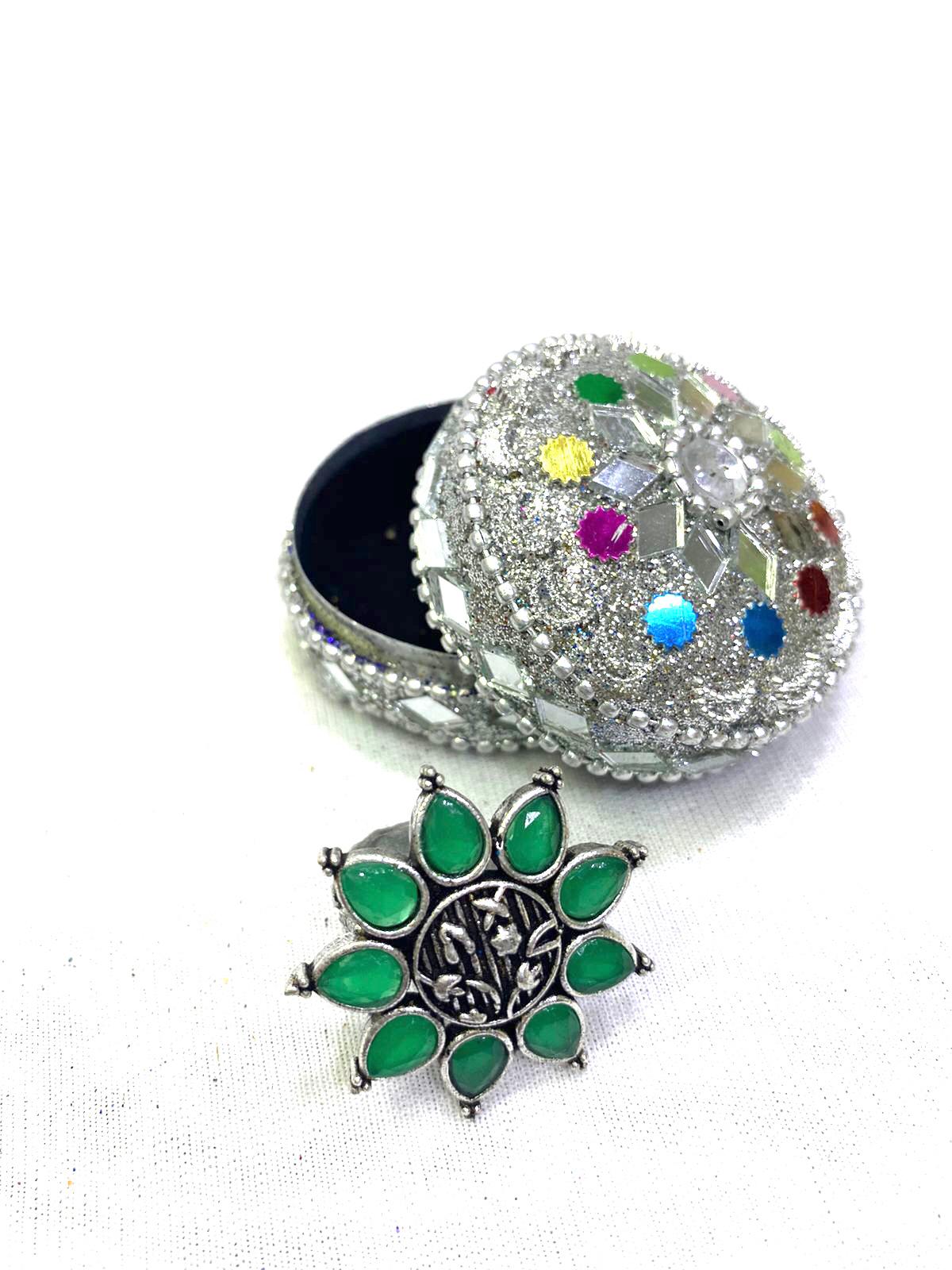 Jewelry Box Mirror & Kundan Art Handcrafted Storage Gifts Occasion Tamrapatra