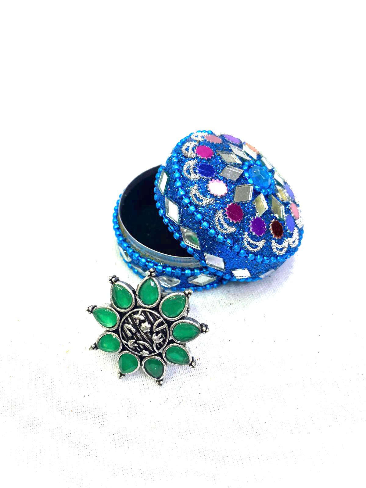 Jewelry Box Mirror & Kundan Art Handcrafted Storage Gifts Occasion Tamrapatra