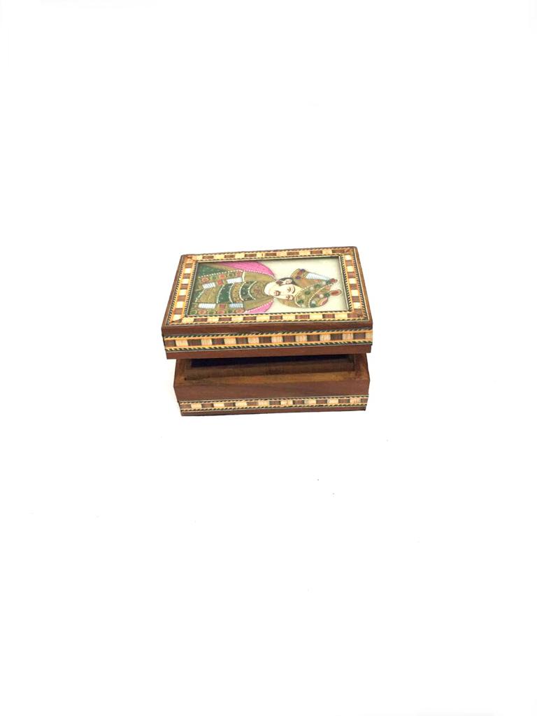 Handcrafted Jewelry Marble Box With Miniature Hand Painting By Tamrapatra