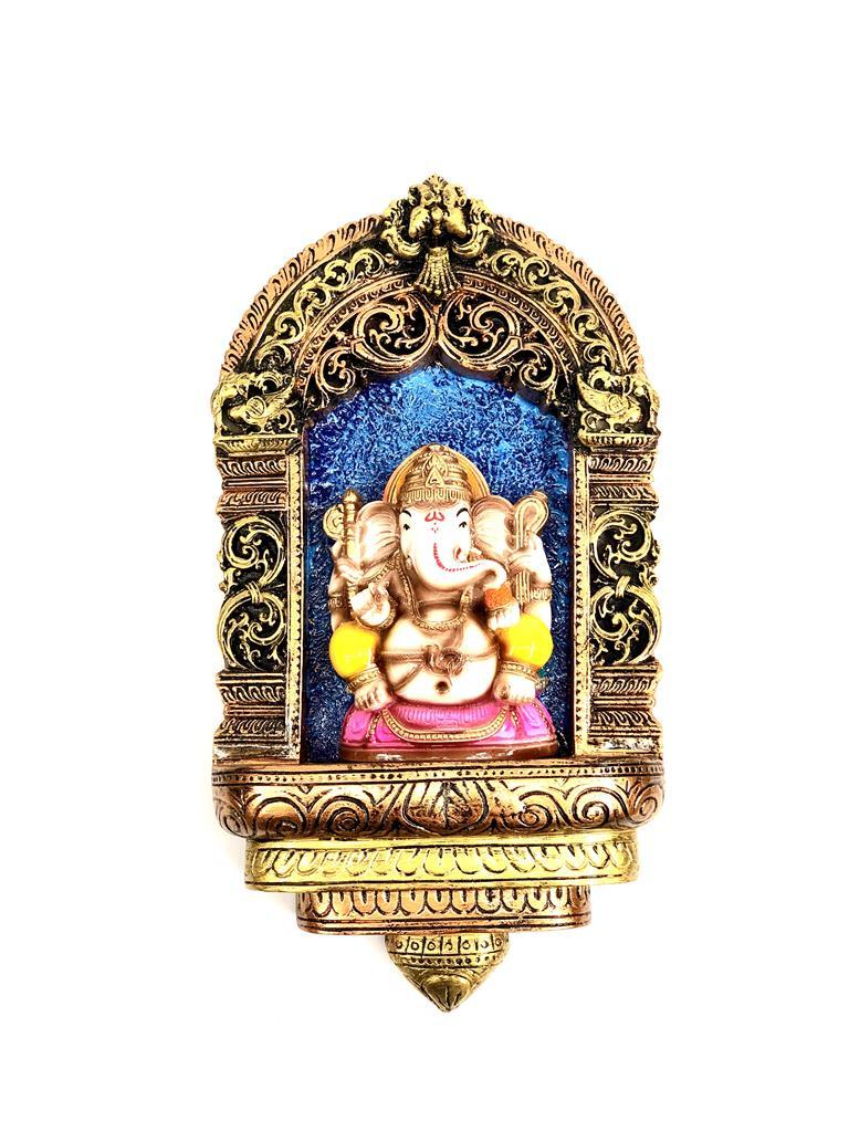 Ganesha Idol Sitting In Jharokha Home Decor & Wall Art Resin Tamrapatra