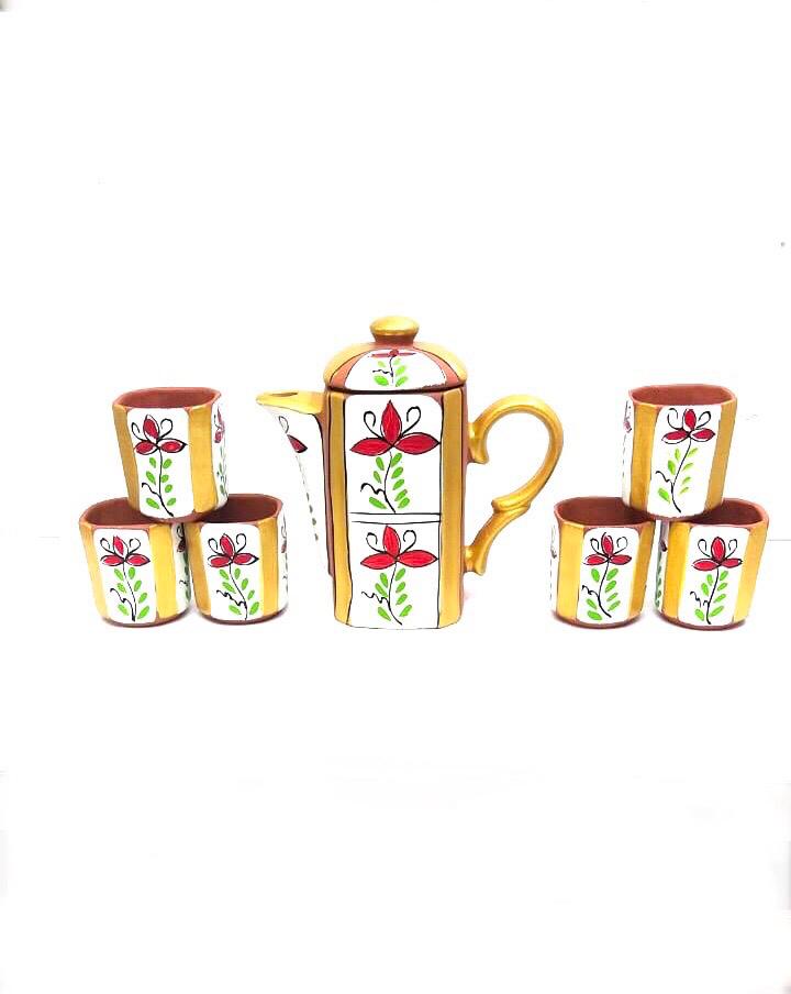 Ruchi Coffee Set Morning Hand Painted Earthenware Jug & Glass By  Tamrapatra