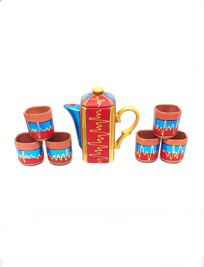 Ruchi Coffee Set Morning Hand Painted Earthenware Jug & Glass By  Tamrapatra