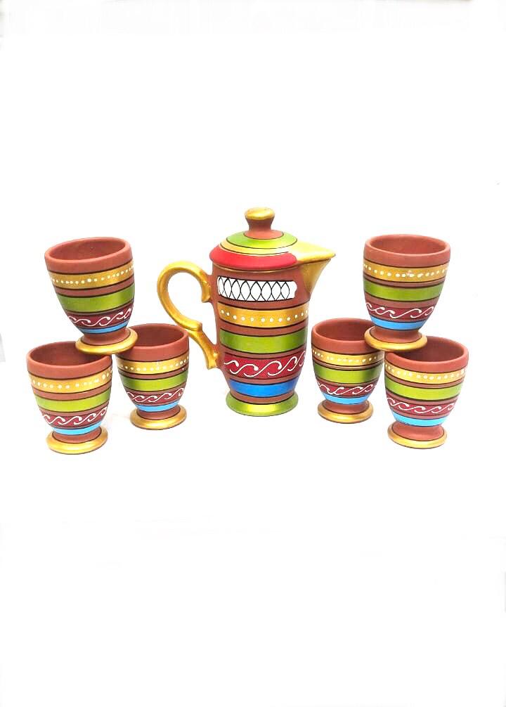 Hand Painted Designer Jug Set With New Options Of Kulhad & Glass From Tamrapatra