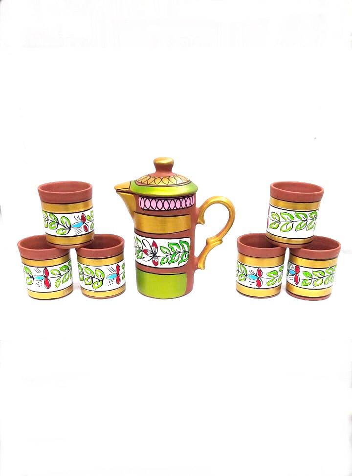 Hand Painted Designer Jug Set With New Options Of Kulhad & Glass From Tamrapatra
