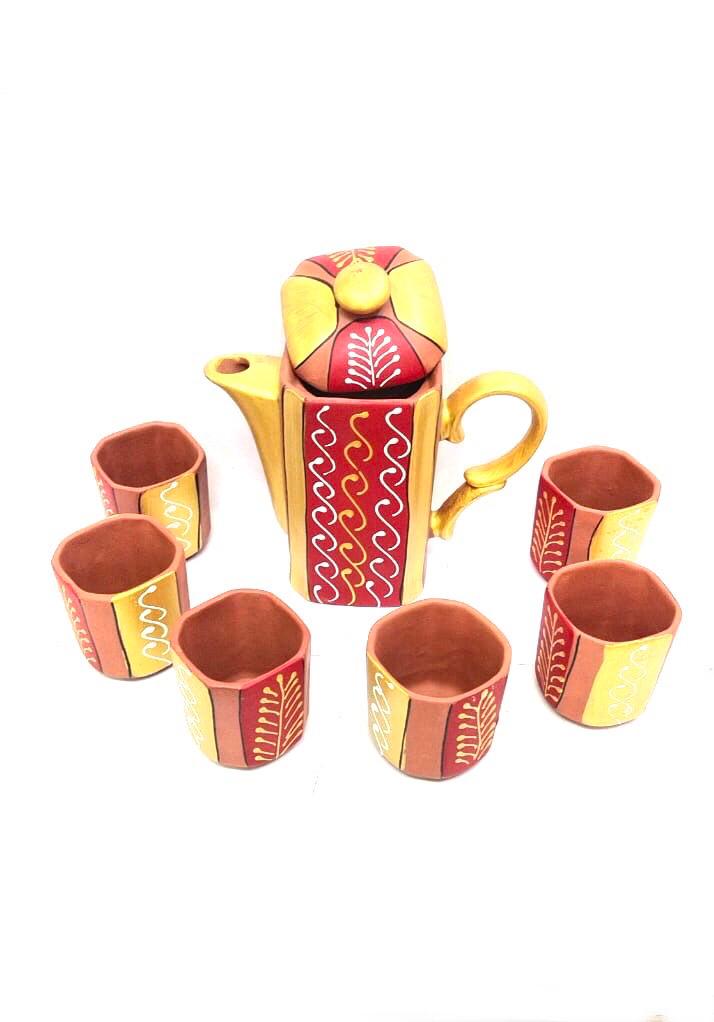 Ruchi Coffee Set Morning Hand Painted Earthenware Jug & Glass By Tamrapatra