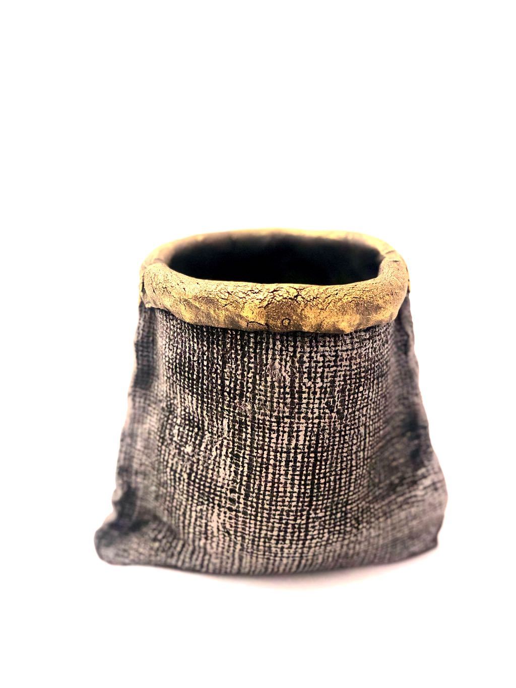 Attractive Jute Bag Style Planter Home Décor Dazzling Terracotta Pots Tamrapatra