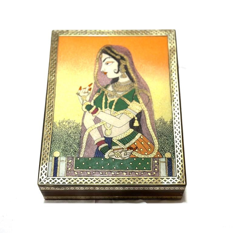 Gemstone Designer Jewelry Box Handcrafted Wooden Exclusive Art By Tamrapatra