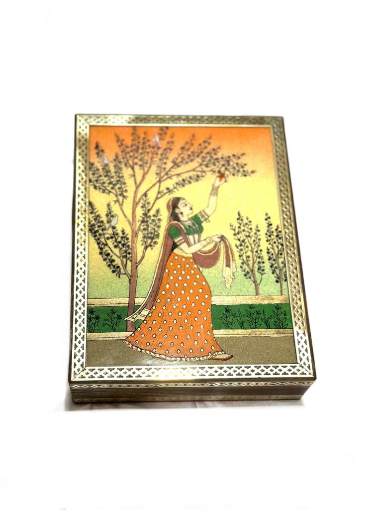 Gemstone Designer Jewelry Box Handcrafted Wooden Exclusive Art By Tamrapatra