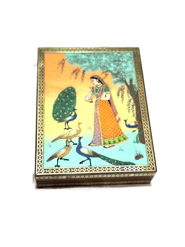 Gemstone Designer Jewelry Box Handcrafted Wooden Exclusive Art By Tamrapatra