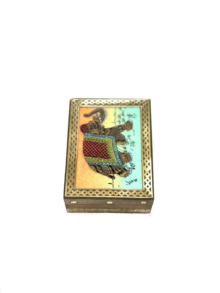 Mini Gemstones Artwork On Wooden Box Handmade In India By Tamrapatra