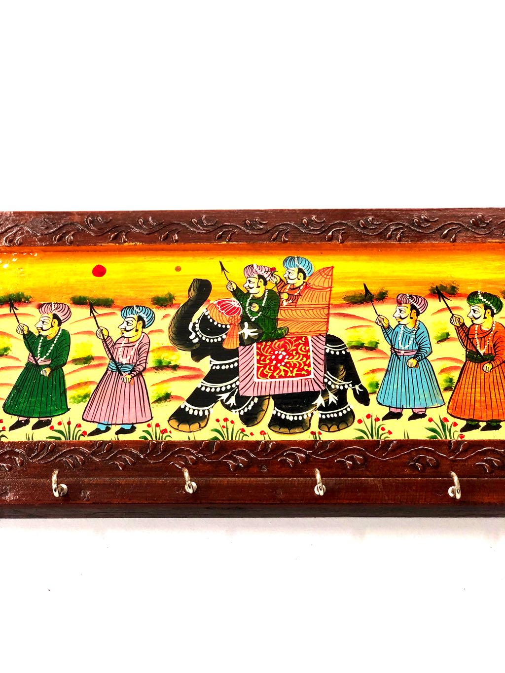 Royal HandPainted On Wooden Style Key Hanger Traditional Tamrapatra