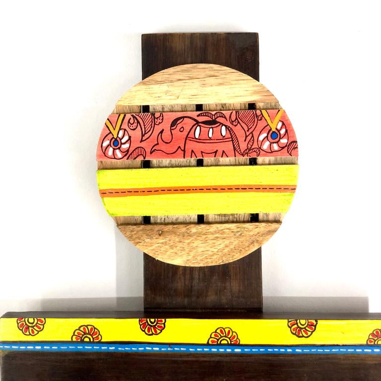 Round Plate Hand Painted Motifs On Wooden Key Holder T Design By Tamrapatra