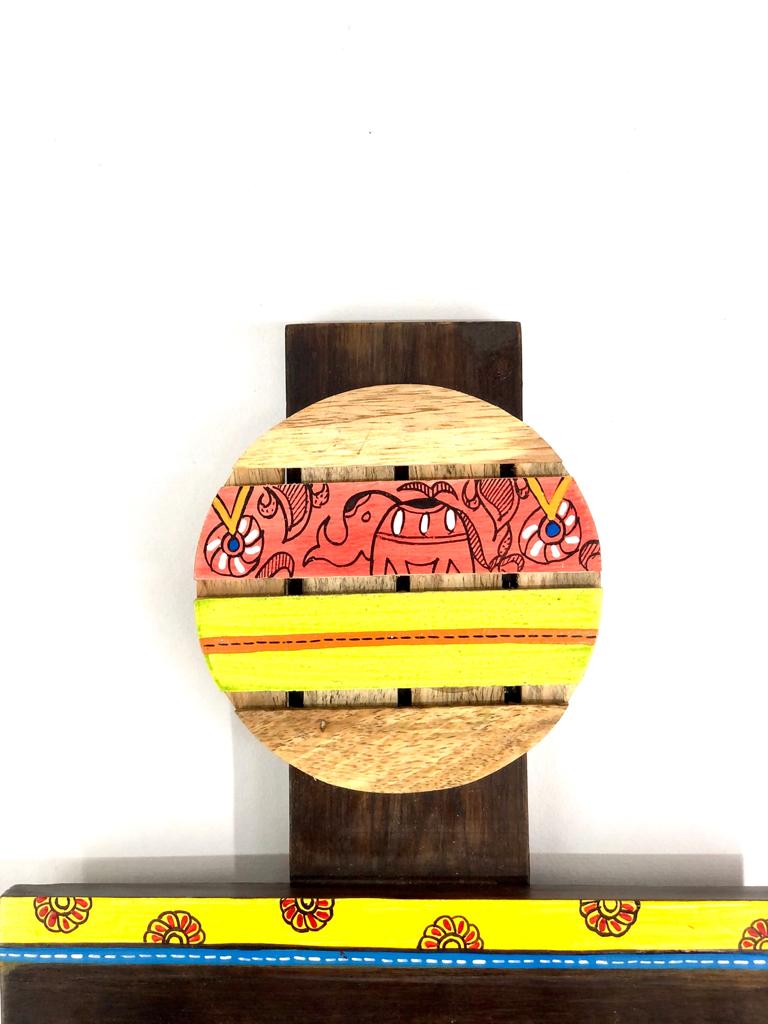 Round Plate Hand Painted Motifs On Wooden Key Holder T Design By Tamrapatra
