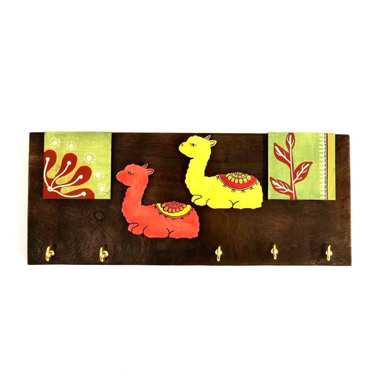 Alpaca Theme Based Key Hanger Wooden Craftsmanship Collectible By Tamrapatra