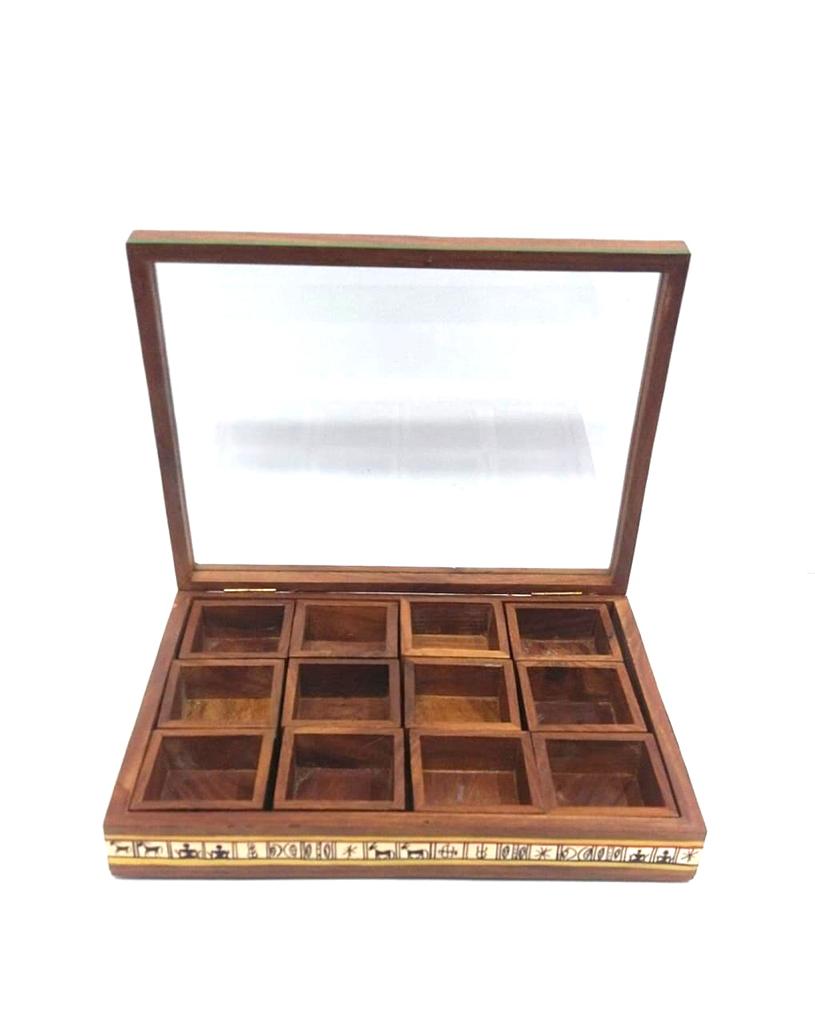 Wooden Spice Box  Hand Painted With 12 Compartments Exclusively By Tamrapatra