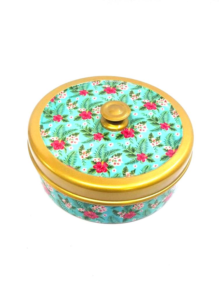 Metal Spice Box With Lamination Floral Theme New Accessories From Tamrapatra