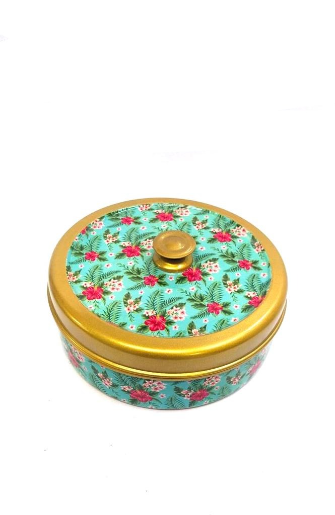 Metal Spice Box With Lamination Floral Theme New Accessories From Tamrapatra