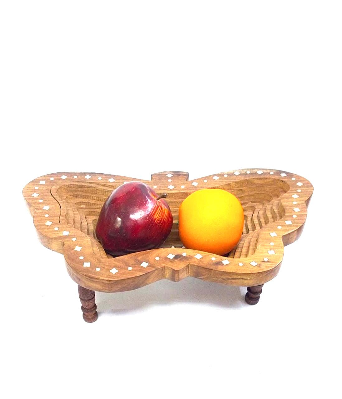 Wooden Unique Open & Close Stylish Platters Fruit Snacks From Tamrapatra