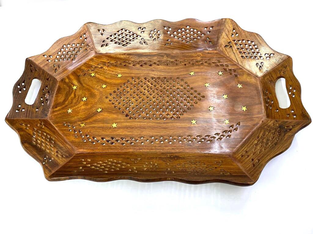 Fine Carving Wooden Trays In Exciting Designs For Kitchen Utility By Tamrapatra