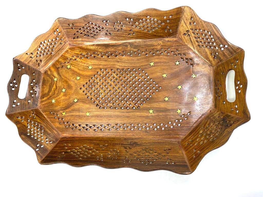 Fine Carving Wooden Trays In Exciting Designs For Kitchen Utility By Tamrapatra
