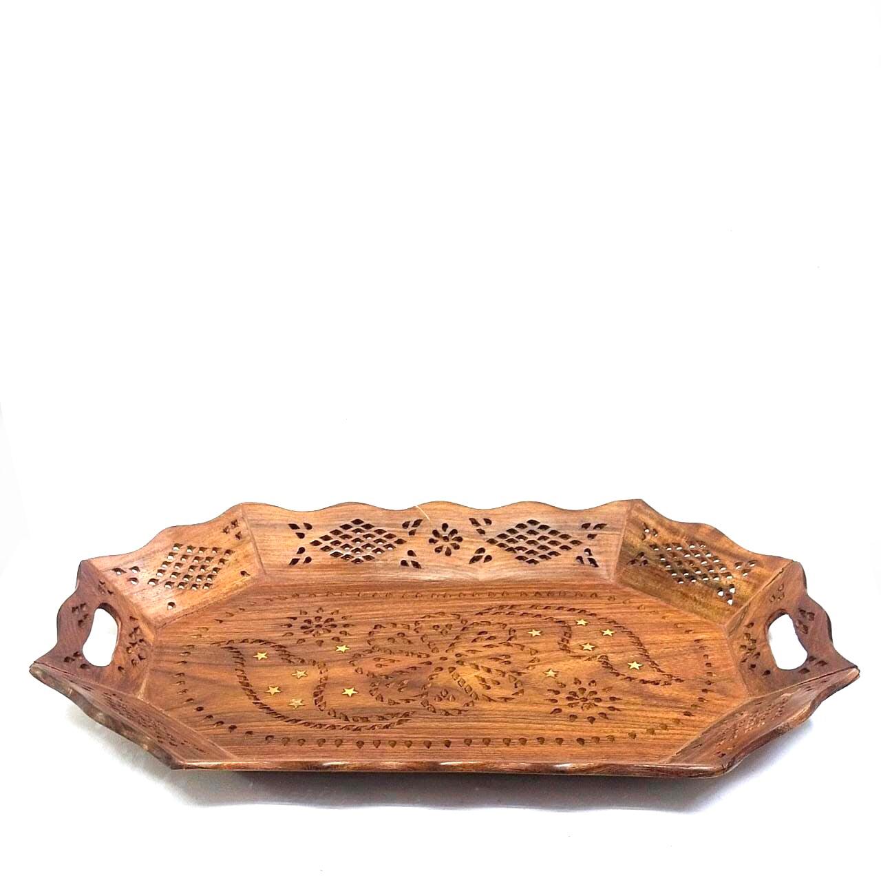 Fine Carving Wooden Trays In Exciting Designs For Kitchen Utility By Tamrapatra