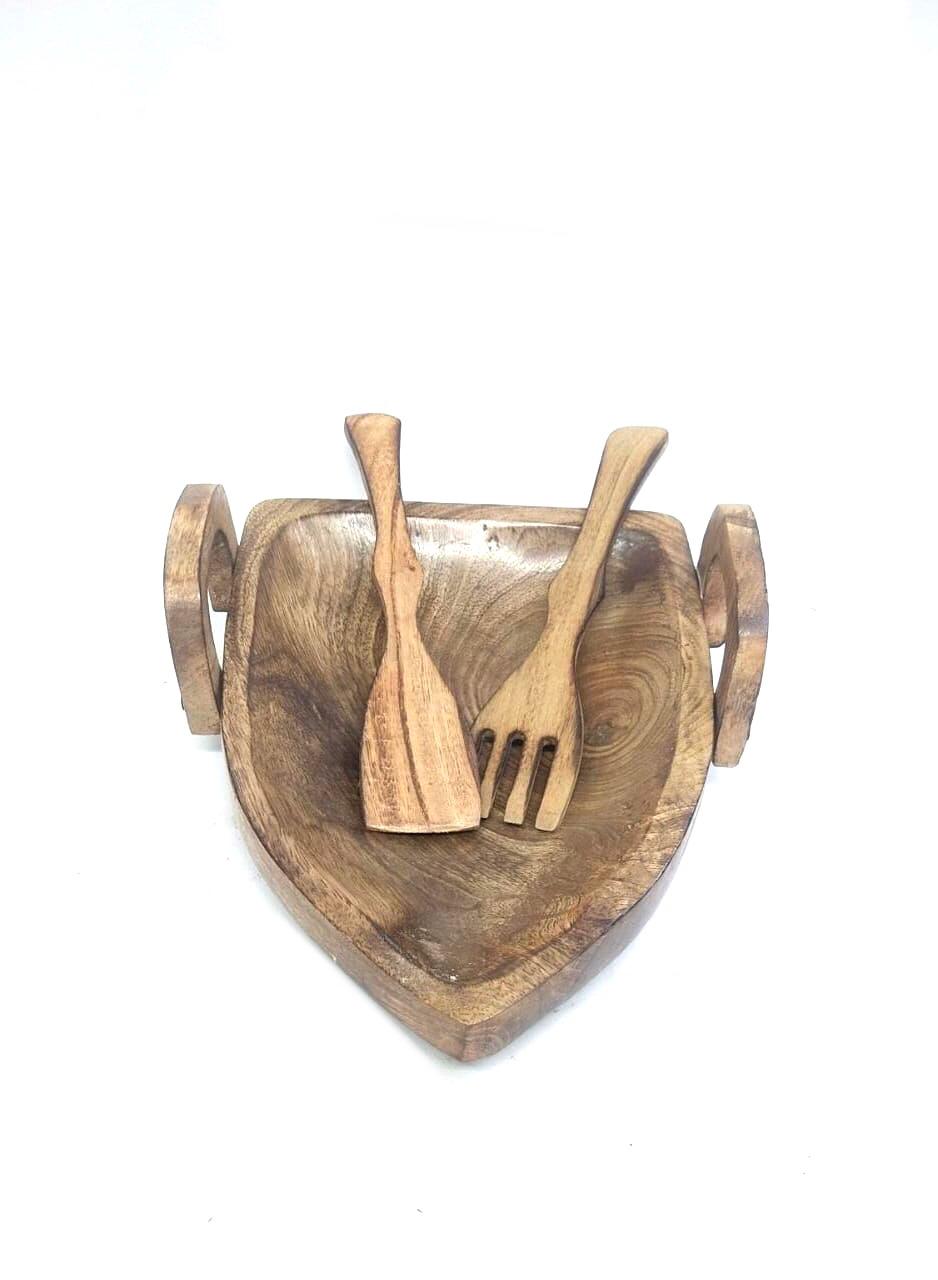 Wooden Boat Shaped Trays Extraordinary Design With Spoons By Tamrapatra