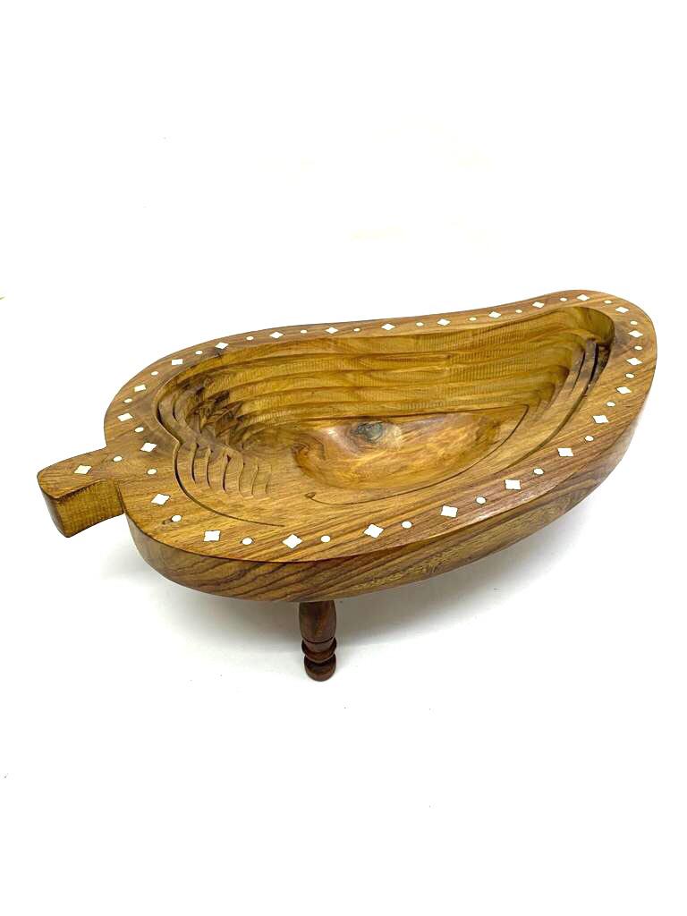 Wooden Unique Open & Close Stylish Platters Fruit Snacks From Tamrapatra