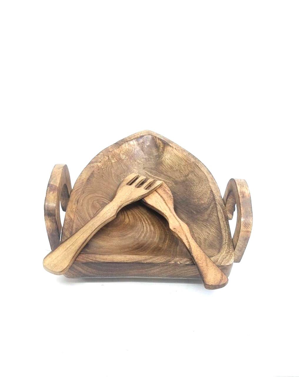 Wooden Boat Shaped Trays Extraordinary Design With Spoons By Tamrapatra