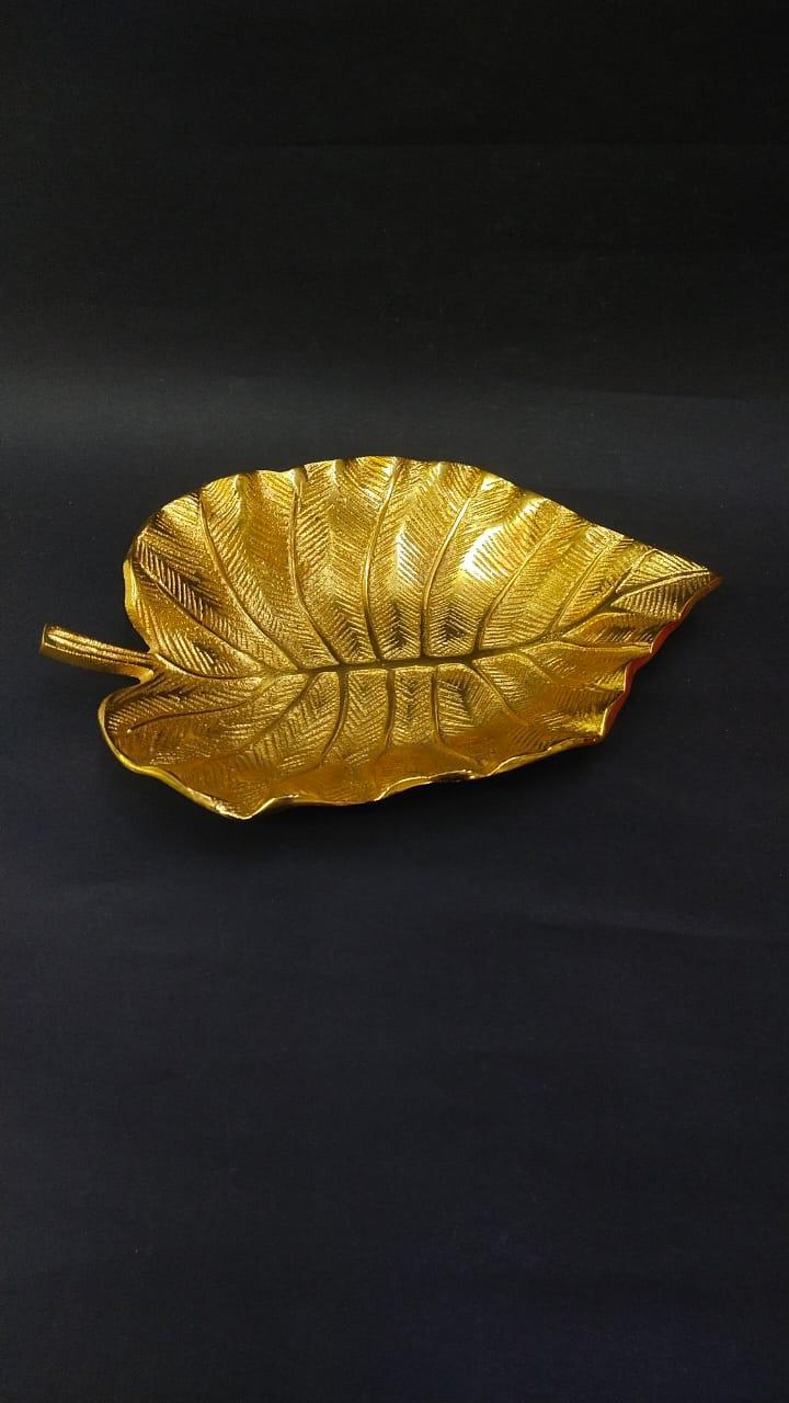Leaf Platters Serve Dry Snacks Table Décor Metal Craftsmanship By Tamrapatra