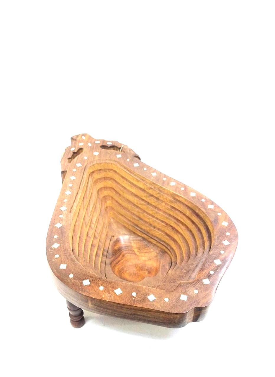 Wooden Unique Open & Close Stylish Platters Fruit Snacks From Tamrapatra