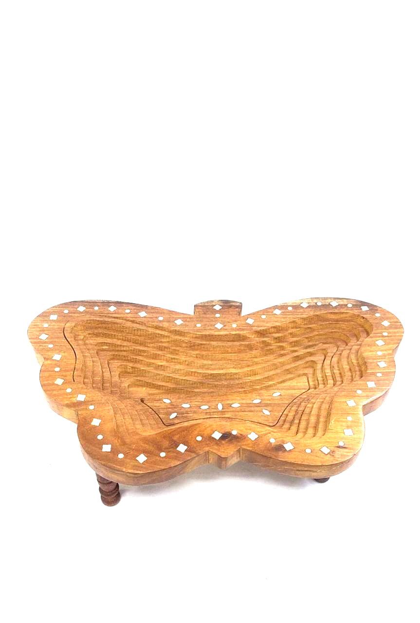 Wooden Unique Open & Close Stylish Platters Fruit Snacks From Tamrapatra