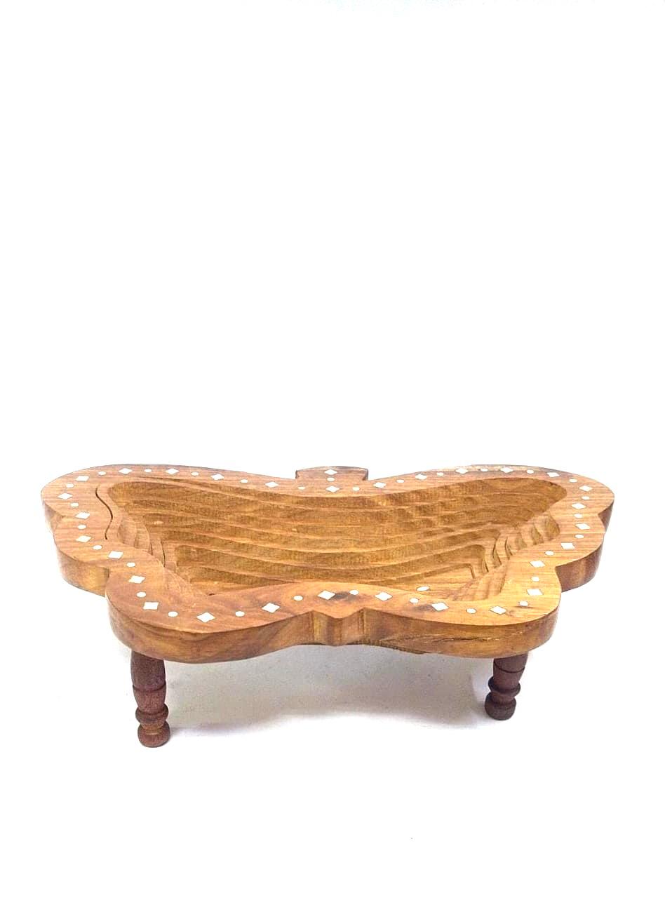 Wooden Unique Open & Close Stylish Platters Fruit Snacks From Tamrapatra