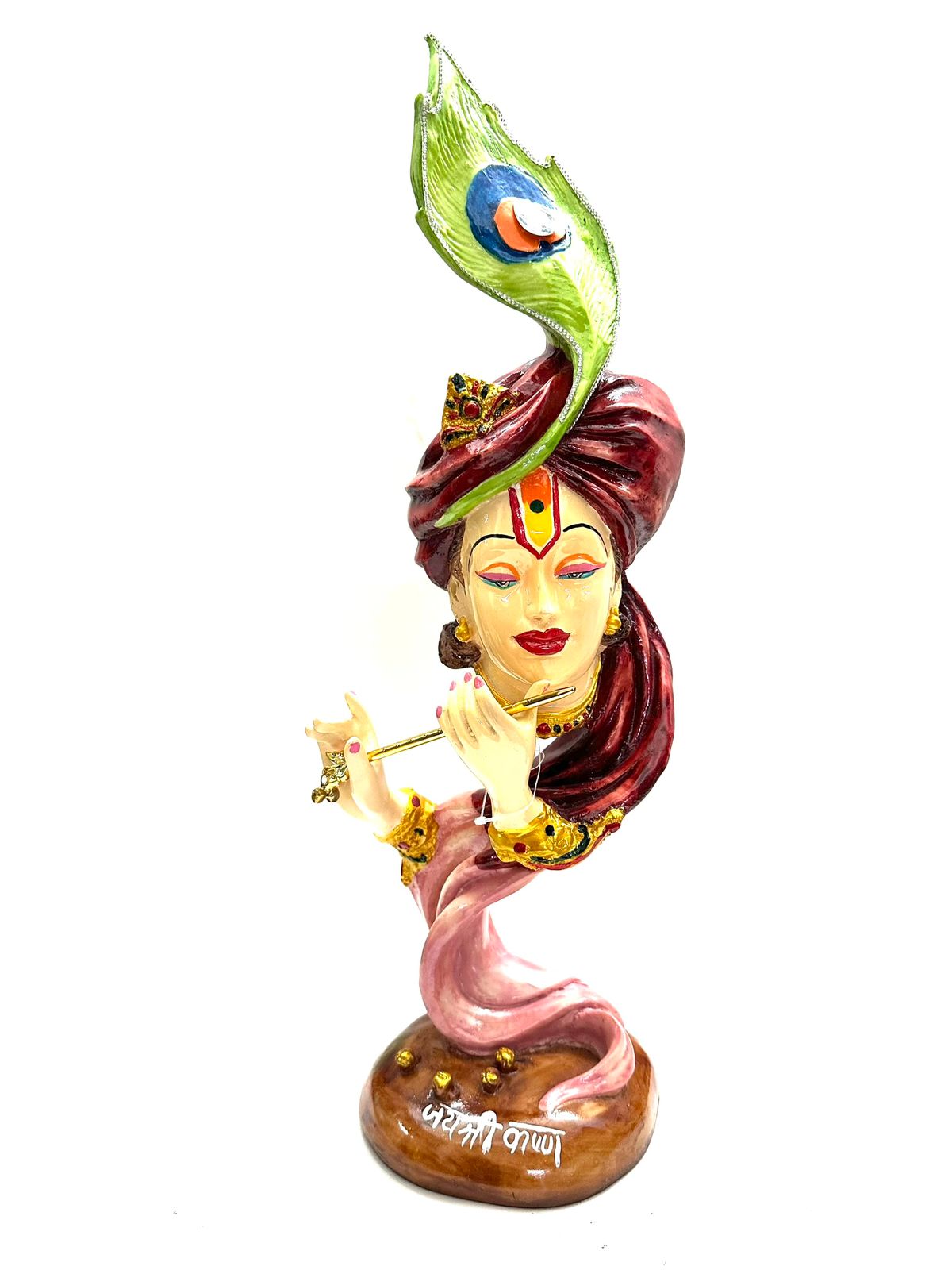 Krishna Face With Flute Beautiful Hand Painted Gifting's Décor From Tamrapatra