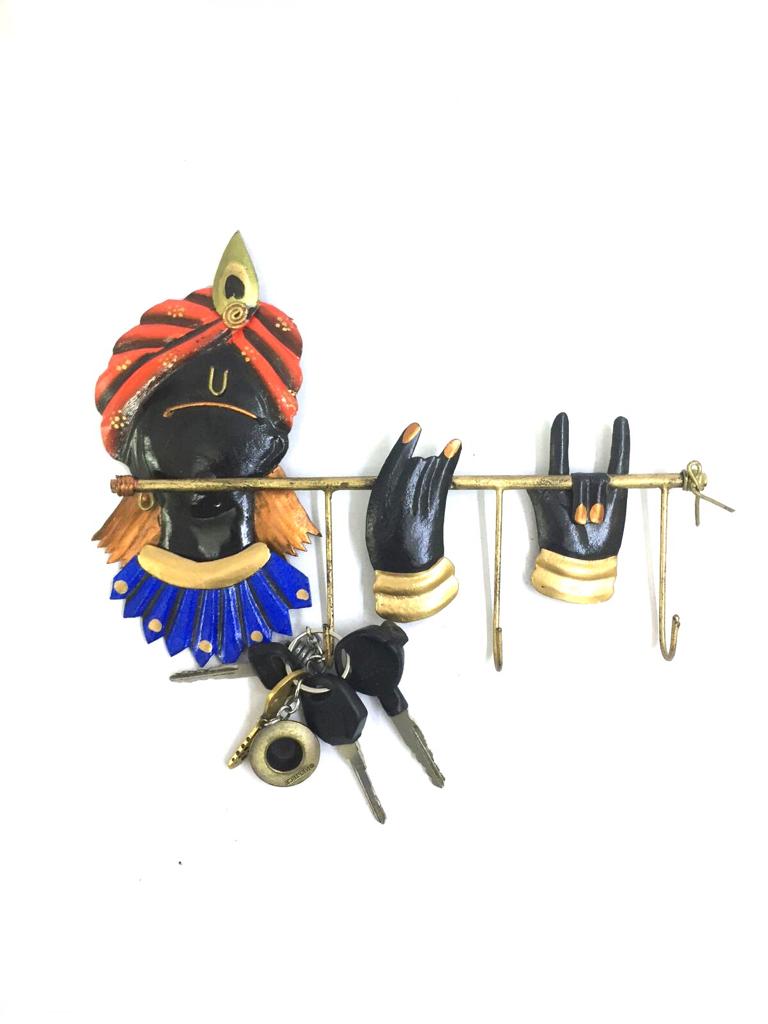 Lord Krishna Playing Flute Designer Key Holder Wall Utility By Tamrapatra