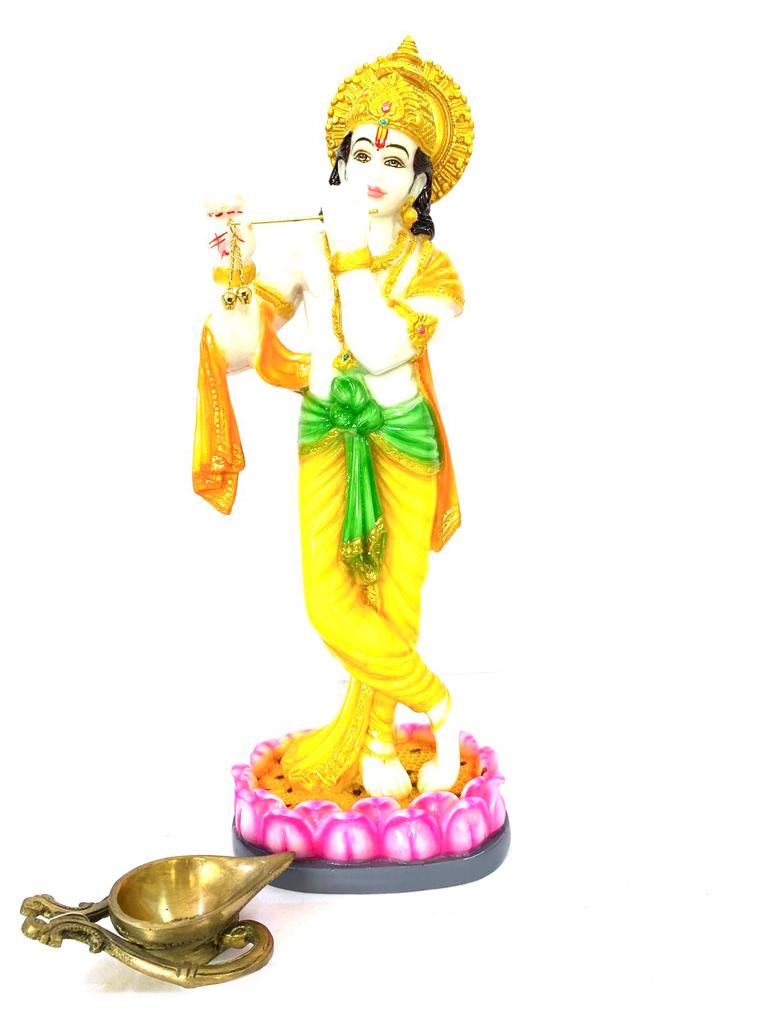 Krishna Statue Resin Art Religious Sculpture Figurine Decoration From Tamrapatra