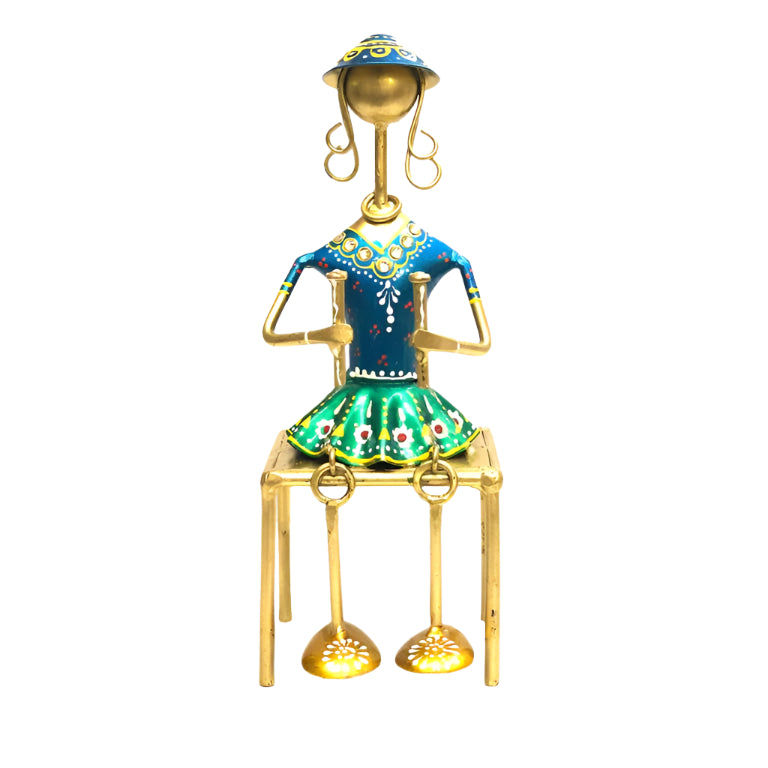 Lady Musicians Playing Instruments Band Showcase Metal Décor New Tamrapatra