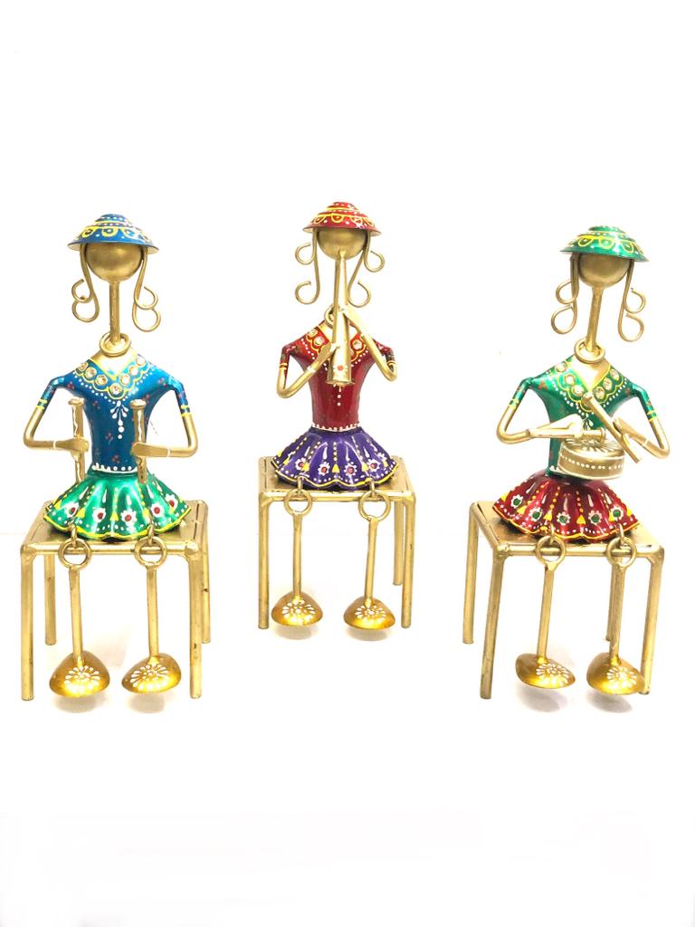 Lady Musicians Playing Instruments Band Showcase Metal Décor New Tamrapatra