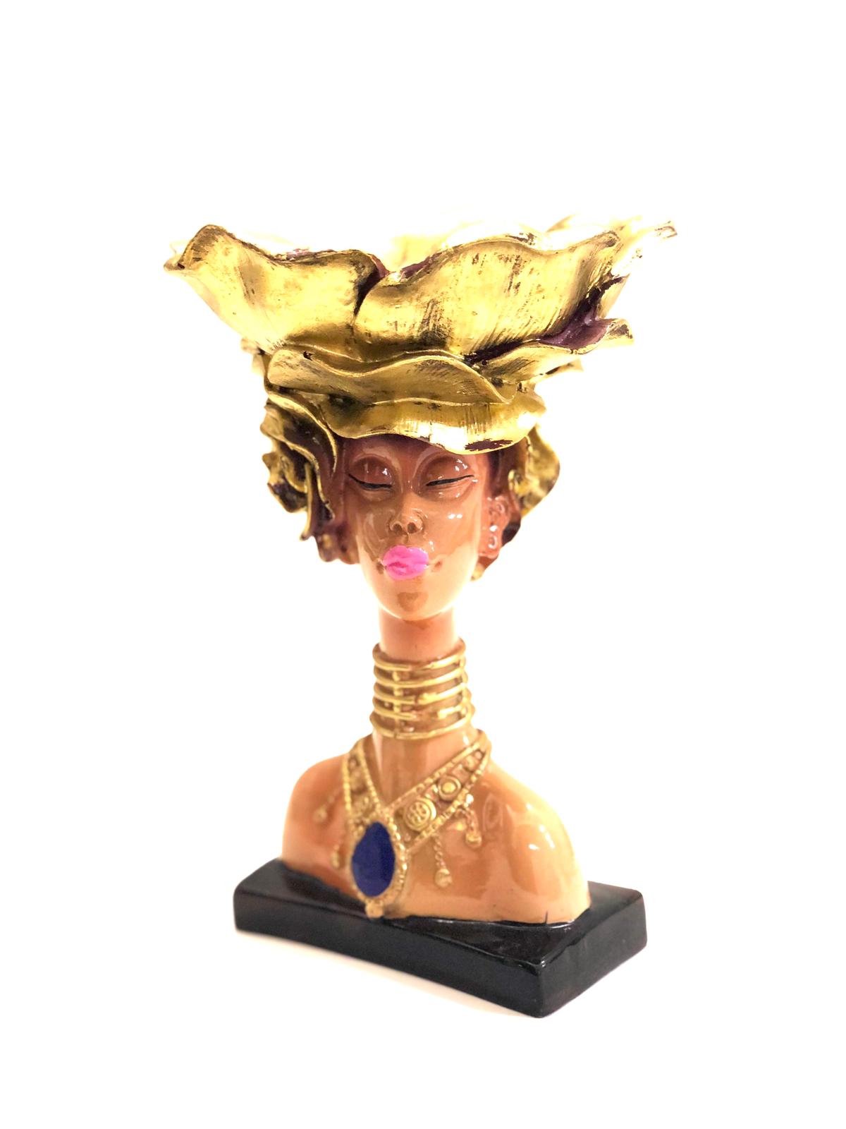 Beautiful Lady Showpiece With Utility Décor To Display Flowers Platter By Tamrapatra