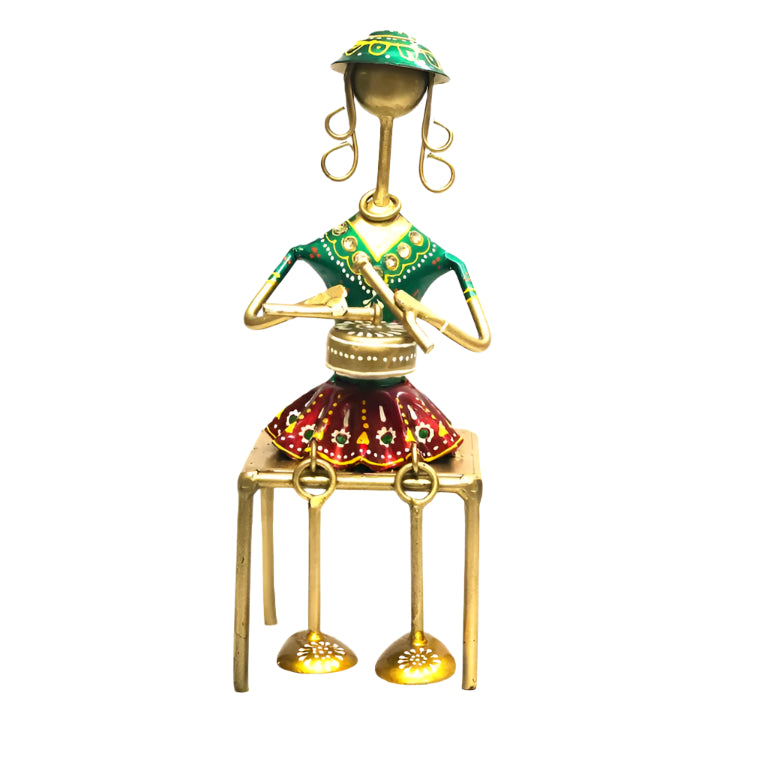 Lady Musicians Playing Instruments Band Showcase Metal Décor New Tamrapatra