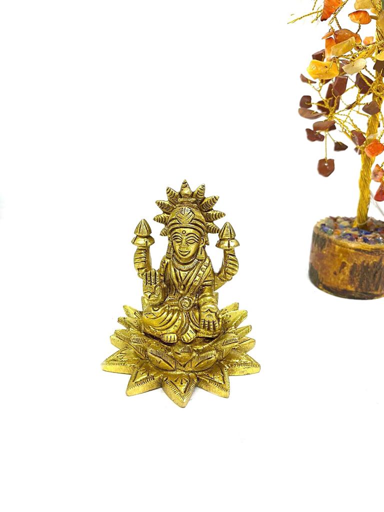 Brass Ganesh Lakshmi On Lotus Auspicious God Idols Collection By Tamrapatra