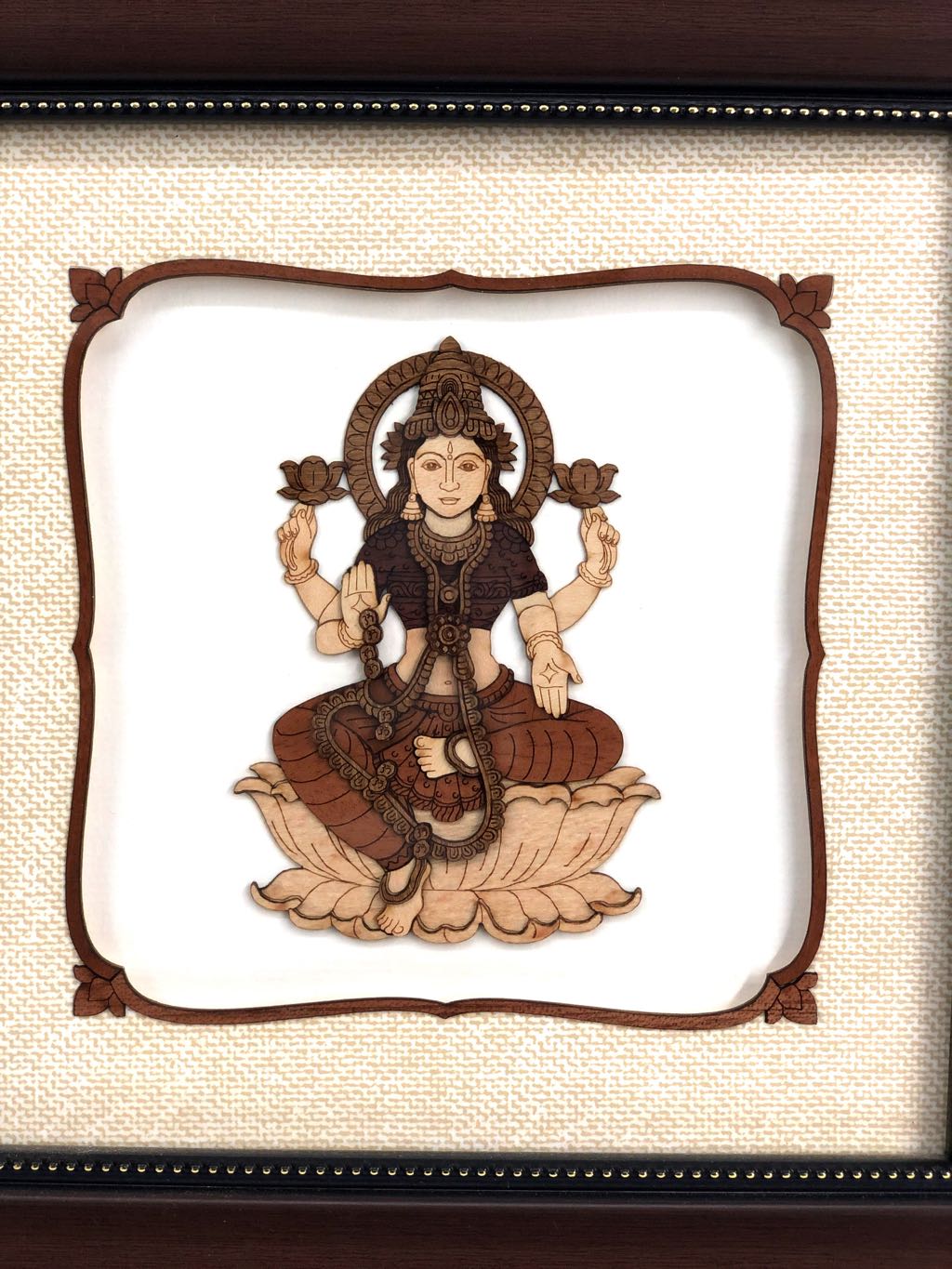 Lakshmi Goddess Of Wealth & Purity Laser Cut Wooden Art Frames At Tamrapatra