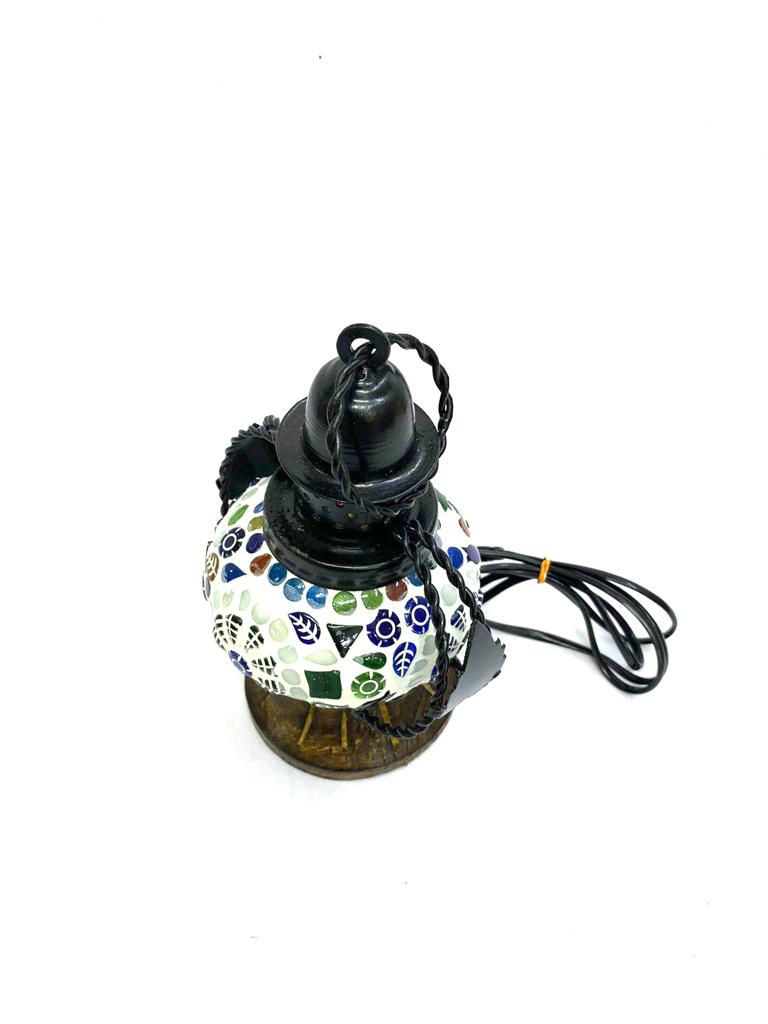 Standard Beautiful Lamp Made With Exclusive Glass Art & Wooden Base Tamrapatra