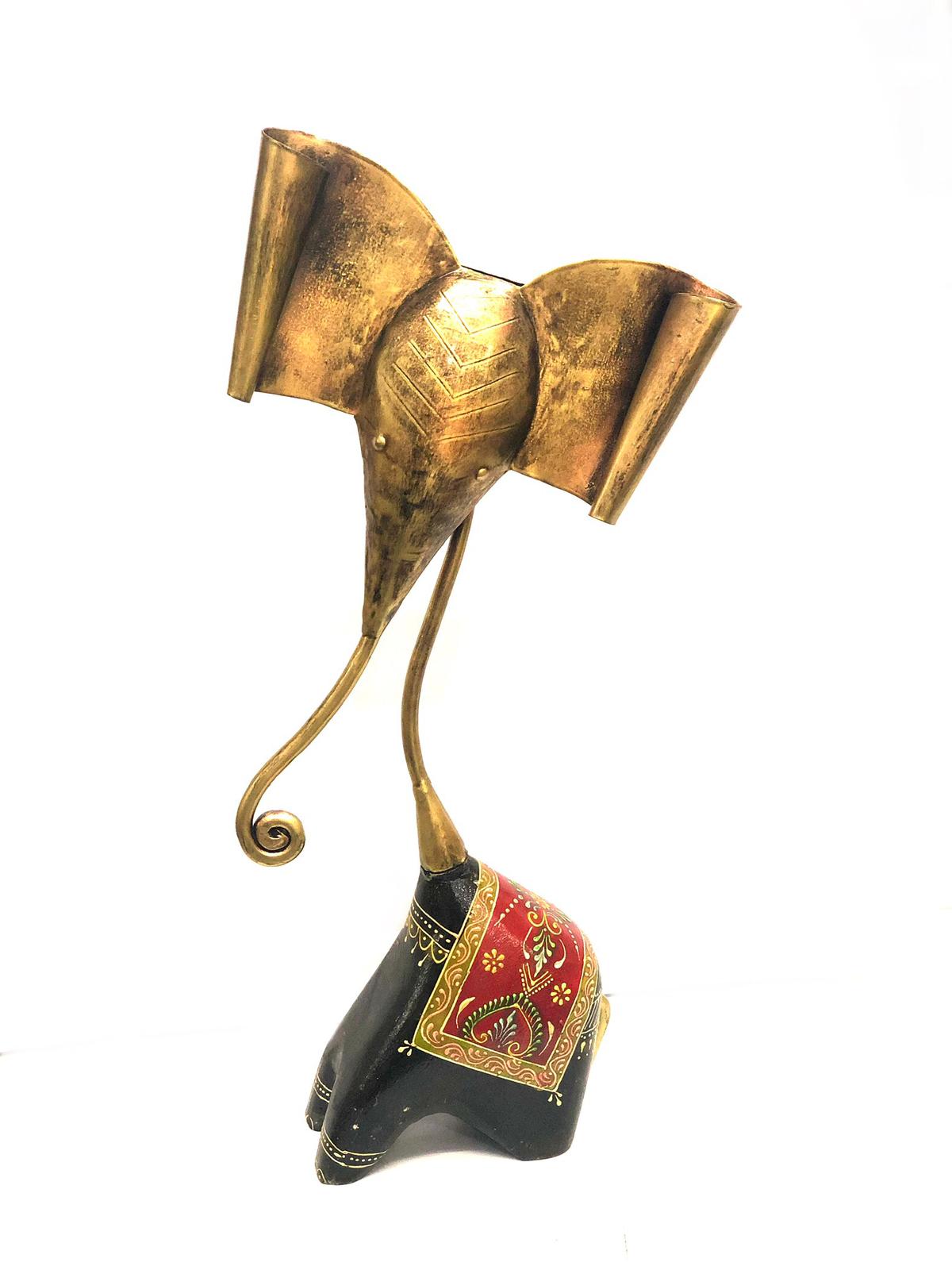 Designer Elephants Handcrafted From Wood Body & Metal Trunk By Tamrapatra