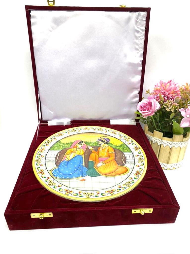 Large Marble Plates Detailed Hand Painted Made In India Gifts By Tamrapatra